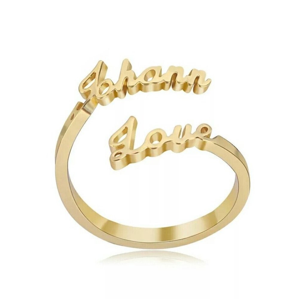 Customizable 2 Name Couple Rings, Rings R001 - Picture 2 of 12